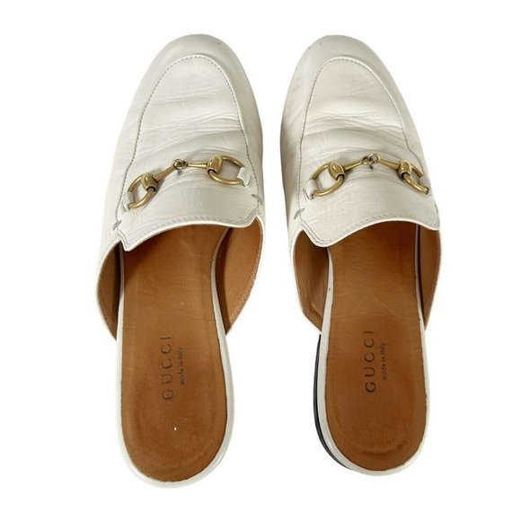 Gucci White Leather Loafers with Gold Hardware - Picture 3 of 10